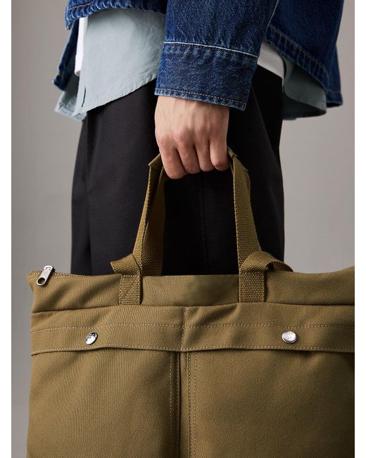 Calvin Klein Gray Canvas Tote Bag for men