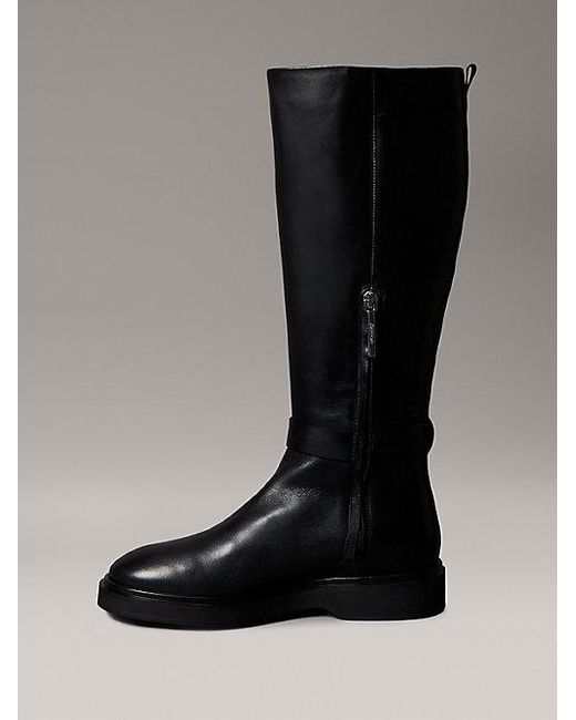 Calvin Klein Leren Knielaarzen Met Signature Logo in het Black