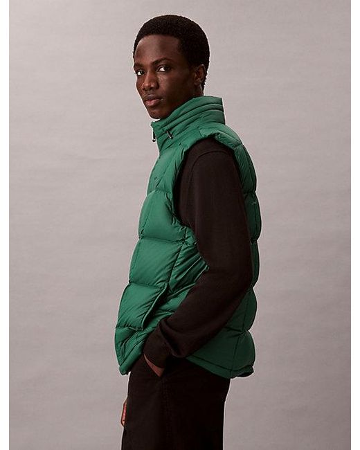 Calvin Klein Green Nylon Quilted Puffer Vest for men