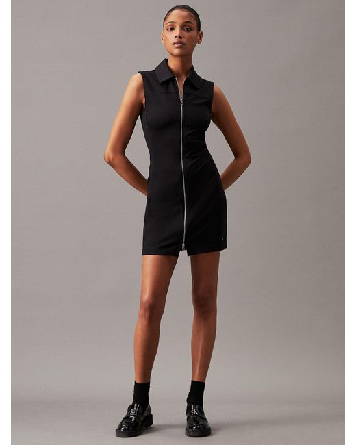 Calvin Klein Brown Milano Jersey Zip-through Dress