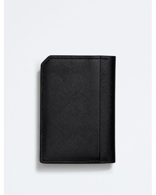 Calvin Klein Refined Saffiano Compact Bifold Wallet in Black for Men | Lyst