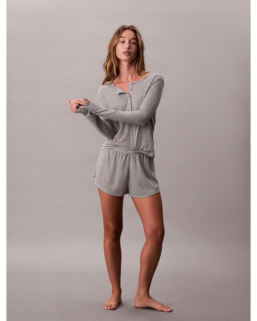 Calvin Klein Gray Light Weight Waffle Pyjama Shorts