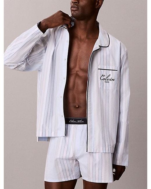 Calvin Klein Multicolor Button Down Pyjama Shirt Cotton Poplin for men
