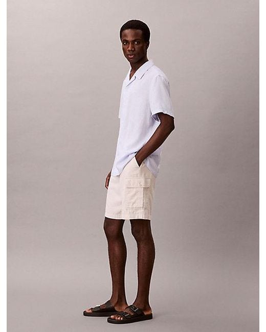 Calvin Klein Multicolor Jeans Linen Cotton Cargo Shorts for men