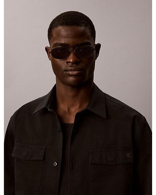 Calvin Klein White Jeans Oval Sunglasses Ckj26202S for men