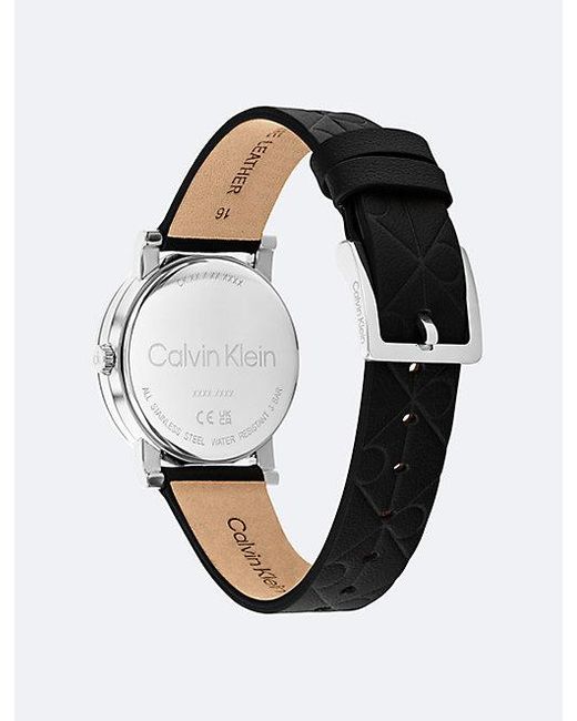 Calvin Klein White All Over Monogram Leather Strap Watch