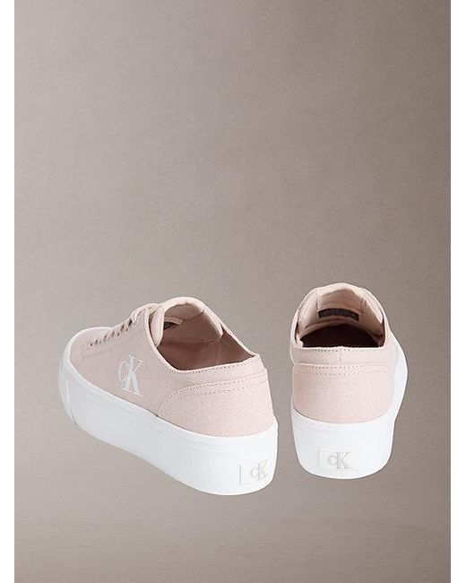 Calvin Klein Natural Graz Canvas Platform Logo Trainers