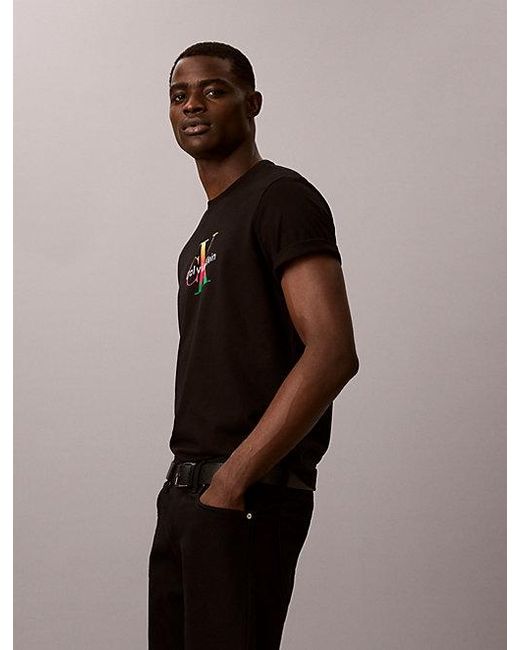 Calvin Klein Brown Jeans Monogram T-Shirt Pride for men