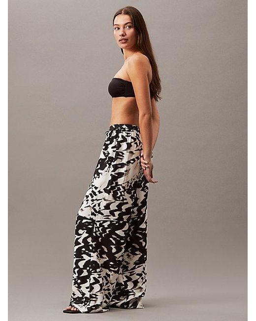 Calvin Klein White Viscose Linen Beach Trousers