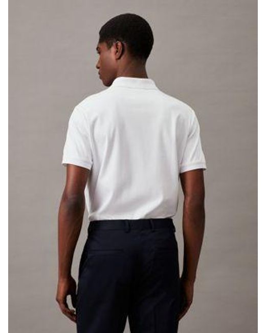 Calvin Klein Polo Met Paspelrits in het White voor heren