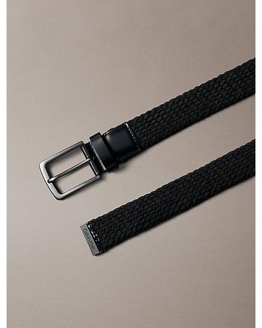Calvin Klein Black Braided Logo Tip Belt for men