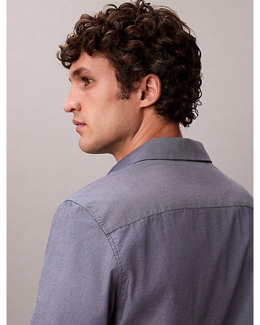 Calvin Klein Klassiek Poplinkatoenen Button-Down Overhemd in het Blue voor heren