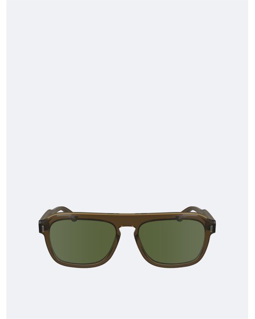 Calvin Klein Green Acetate Modified Rectangle Sunglasses for men