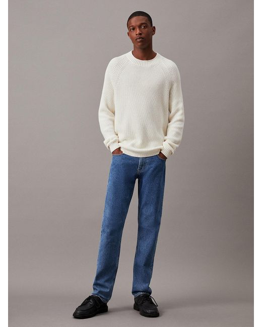 Calvin Klein Gray Ribbed Cotton Jumper for men