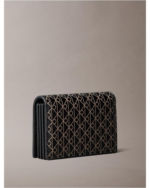 Calvin Klein Gray Allover Monogram Logo Accordion Card Case