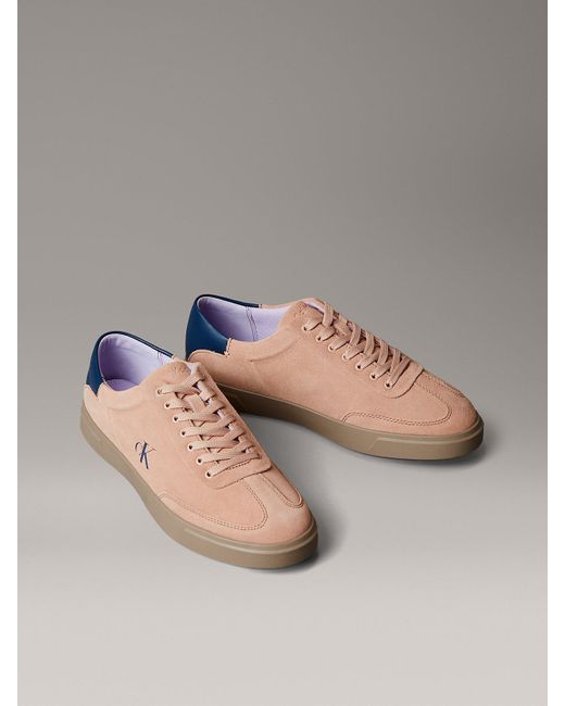 Calvin Klein Gray Suede Signature Logo Trainers