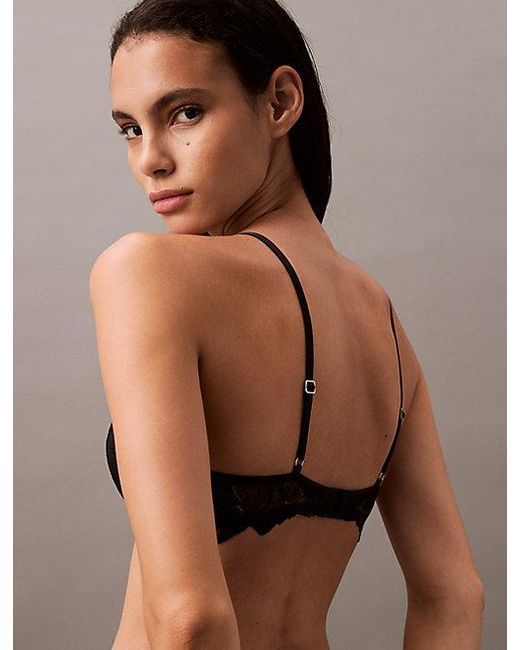 Calvin Klein Brown Plunge Bra Ck Floral Lace