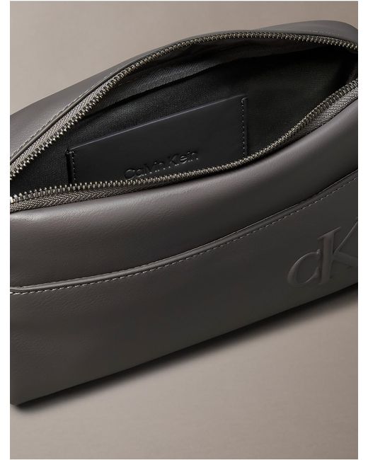 Calvin Klein Gray Embossed Monogram Camera Bag for men
