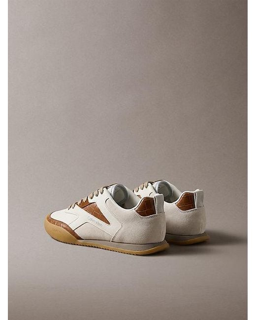 Calvin Klein Brown Ck Kayla Croc Effect Runner Trainers