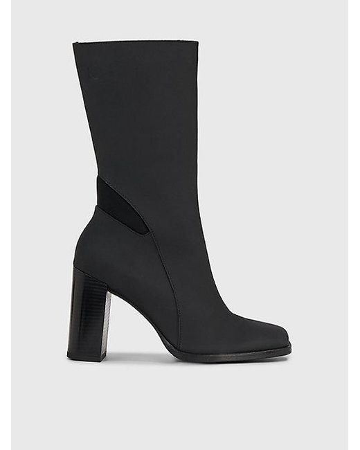 Botas de piel de tacón Calvin Klein de color Black