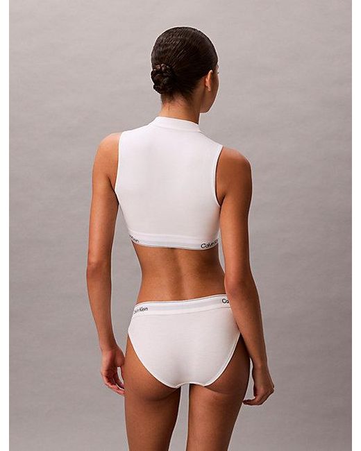 Calvin Klein Brown Lightly Lined Mockneck Bralette Icon Cotton Modal