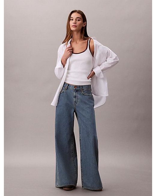 Calvin Klein Ultra Wide Leg Jeans in het Blue
