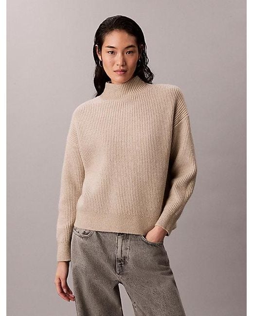 Calvin Klein Natural Rollkragenpullover Mit Weichen Rippen