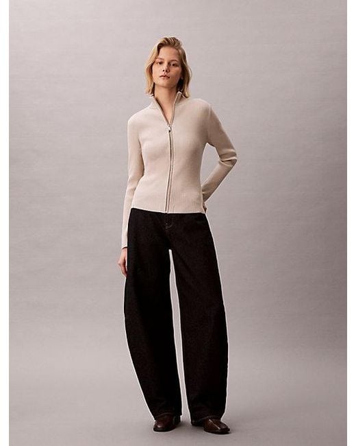 Calvin Klein Pink Jeans Sculpted Knit Zip Up Cardigan