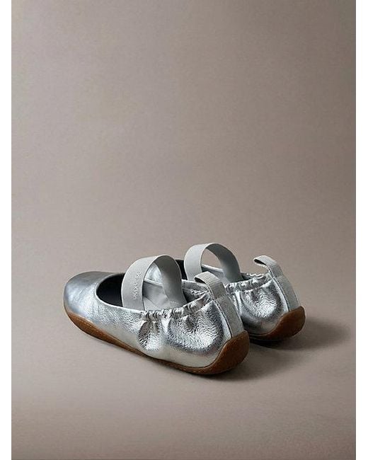 Calvin Klein Gray Metallic Leather Hybrid Ballet Trainers