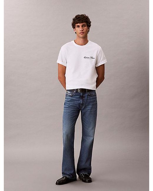 Calvin Klein Blue Jeans Embroidered Logo T-Shirt for men