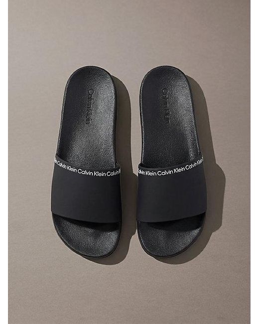 Calvin Klein Gray Contoured Logo Sliders for men