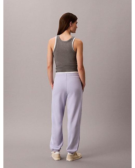 Calvin Klein Purple Jeans Cotton Terry Monogram Joggers