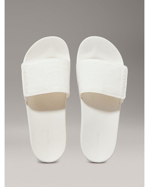 Calvin Klein Metallic Canvas Sliders for men