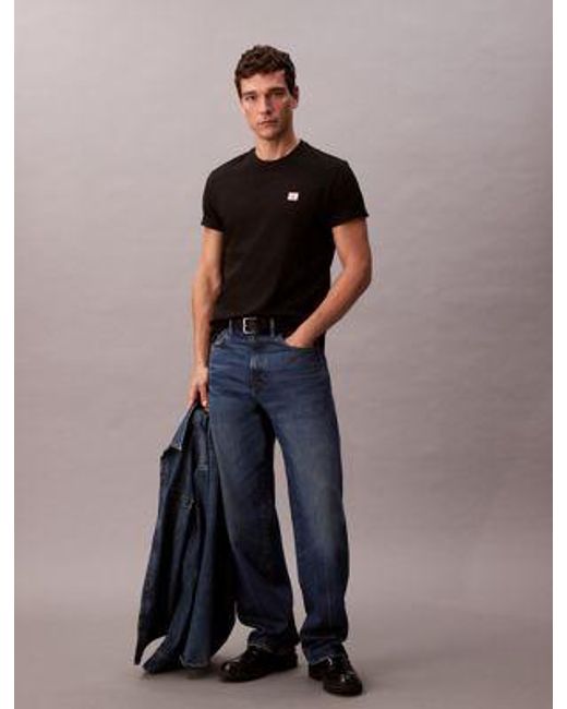 Camiseta de algodón con insignia Calvin Klein de hombre de color Black