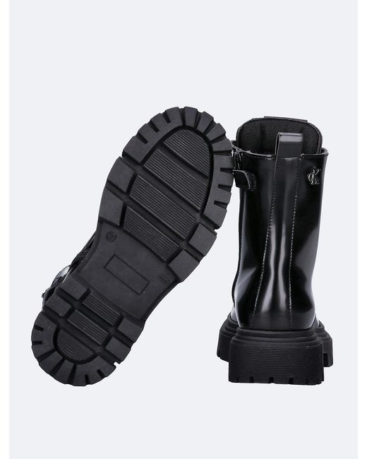 Calvin Klein Black Kids Easy-Zip Lug Lace-Up Boots