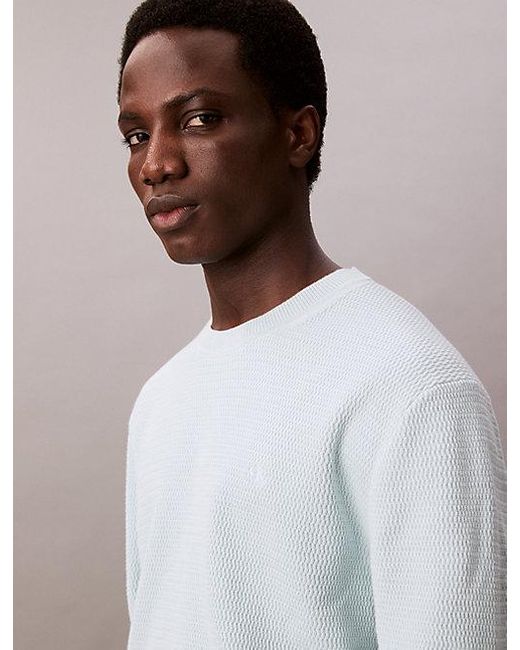 Calvin Klein Strukturierter Rundhalspullover Aus Baumwolle in Gray für Herren
