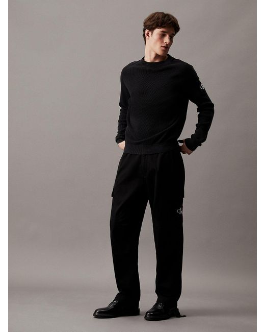 Calvin Klein Black Cotton Twill Cargo Pants for men