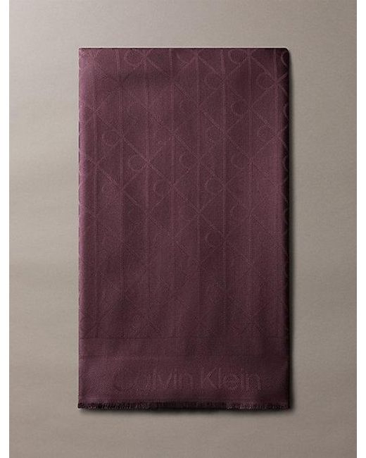 Calvin Klein Purple Satin Jacquard Logo Scarf