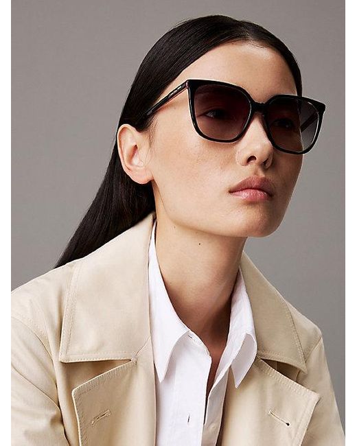 Calvin Klein Black Modified Rectangle Sunglasses