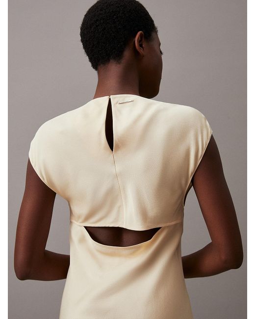 Calvin Klein Natural Slim Viscose Linen Midi Dress
