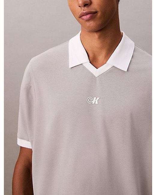 Calvin Klein Gray Jeans Sport Monogram Logo Polo Shirt for men