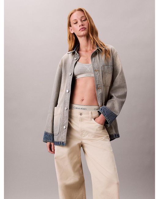 Calvin Klein Natural Super Wide Leg Twill Trousers