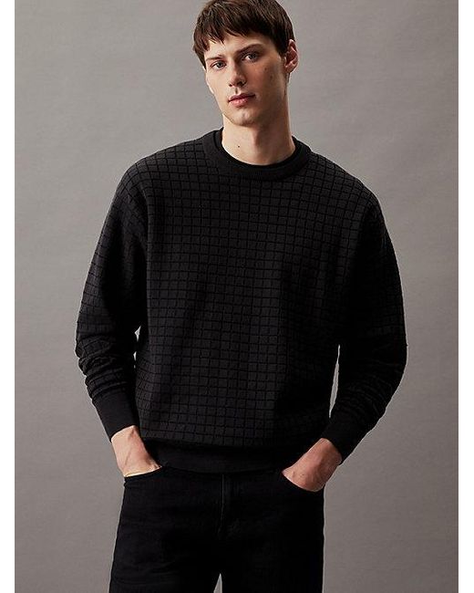 Calvin Klein Strukturierter Pullover mit Karomuster in Black für Herren