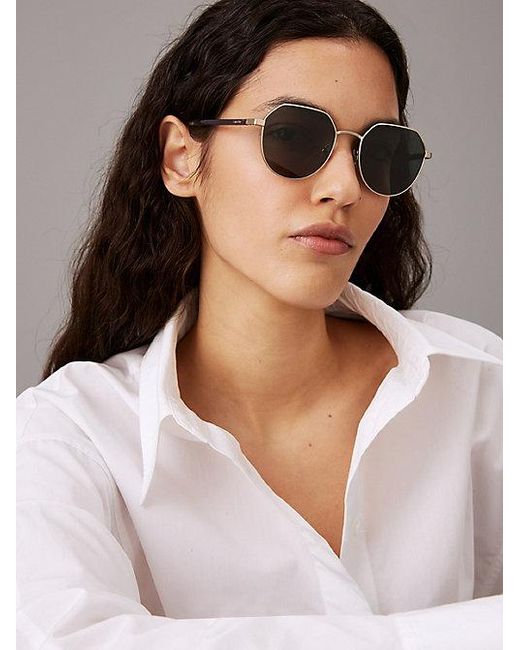 Calvin Klein Green Round Sunglasses
