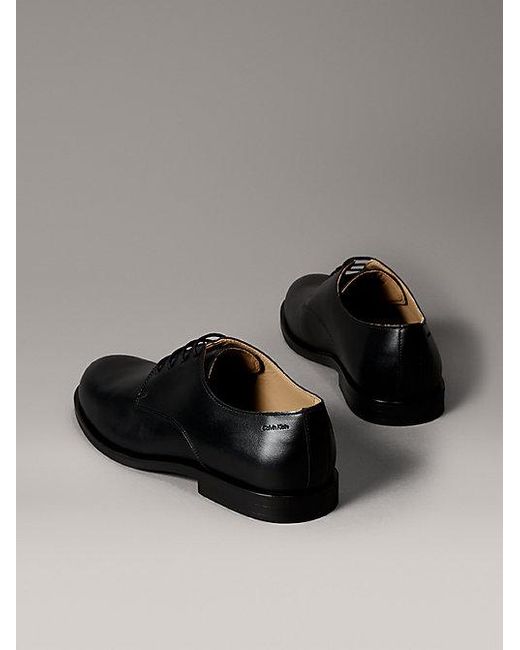 Calvin Klein Gray Leather Derby Lace Up Shoes for men