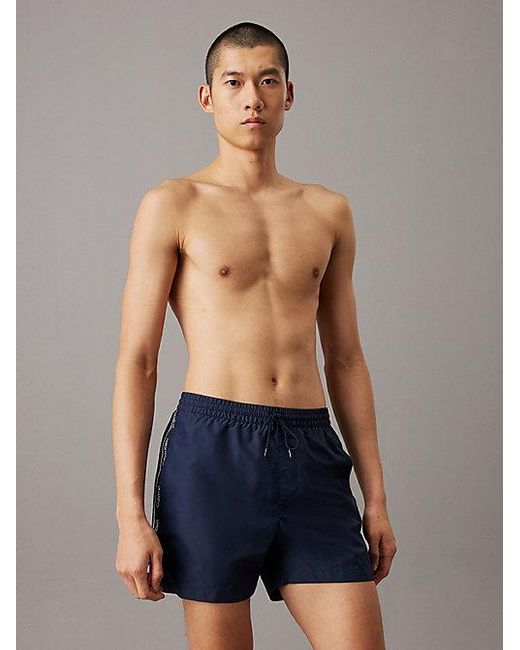 Calvin Klein Medium Zwemshort Met Trekkoord in het Blue voor heren
