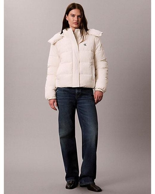 Calvin Klein Natural Jeans Short Hooded Puffer Jacket
