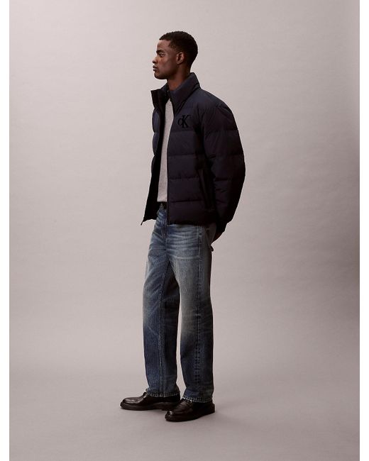 Calvin Klein Blue Chenille Monogram Puffer Jacket for men