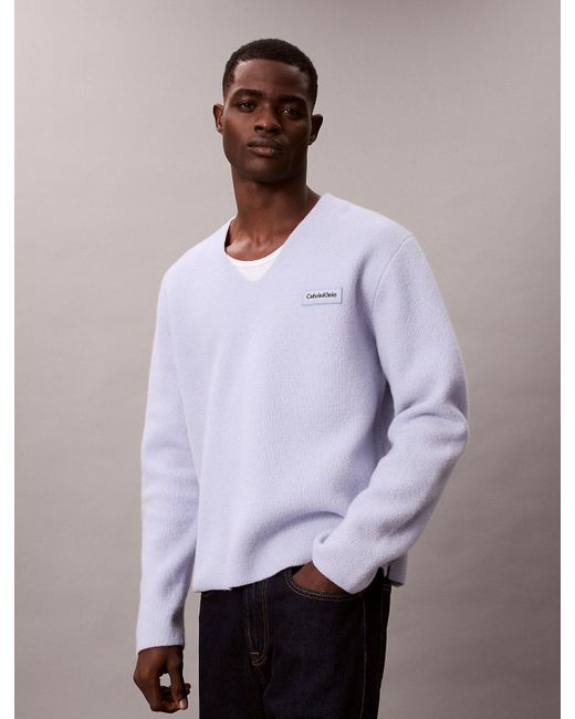 Calvin Klein Multicolor Boiled Merino Wool V-Neck Jumper for men