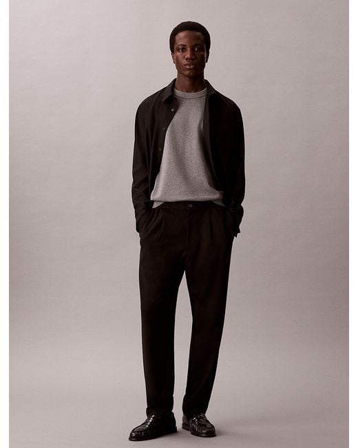 Calvin Klein Black Comfort Knit Tapered Trousers for men